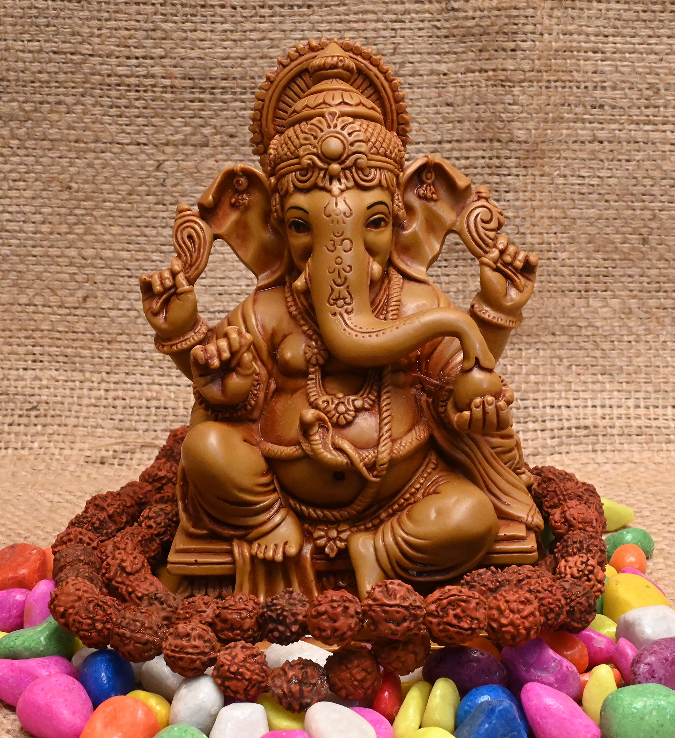 KariGhar Ganesh Ji/Ganpati Bappa 5.5 Inches Idol Perfect For Home/Puja Ghar/Decoration & Gifting (7 X 10 X 14 Cm) D0067, Brown